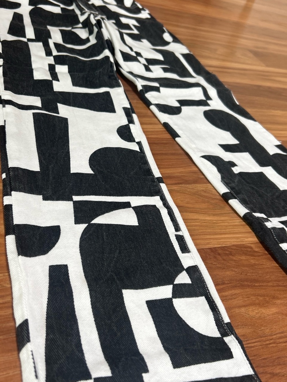 Peppermayo Black & White Geometric Print Straight Leg Jeans